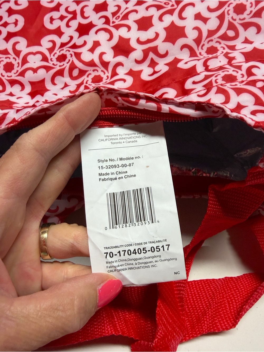 Red & White Patterned Roll-Up Pouch - Picture 9 of 13